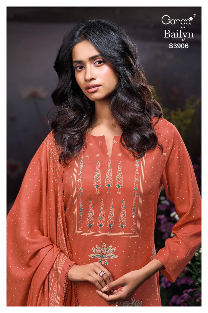 Bailyn 3906 Ganga Premium Wool Pashmina Suits Supplier India