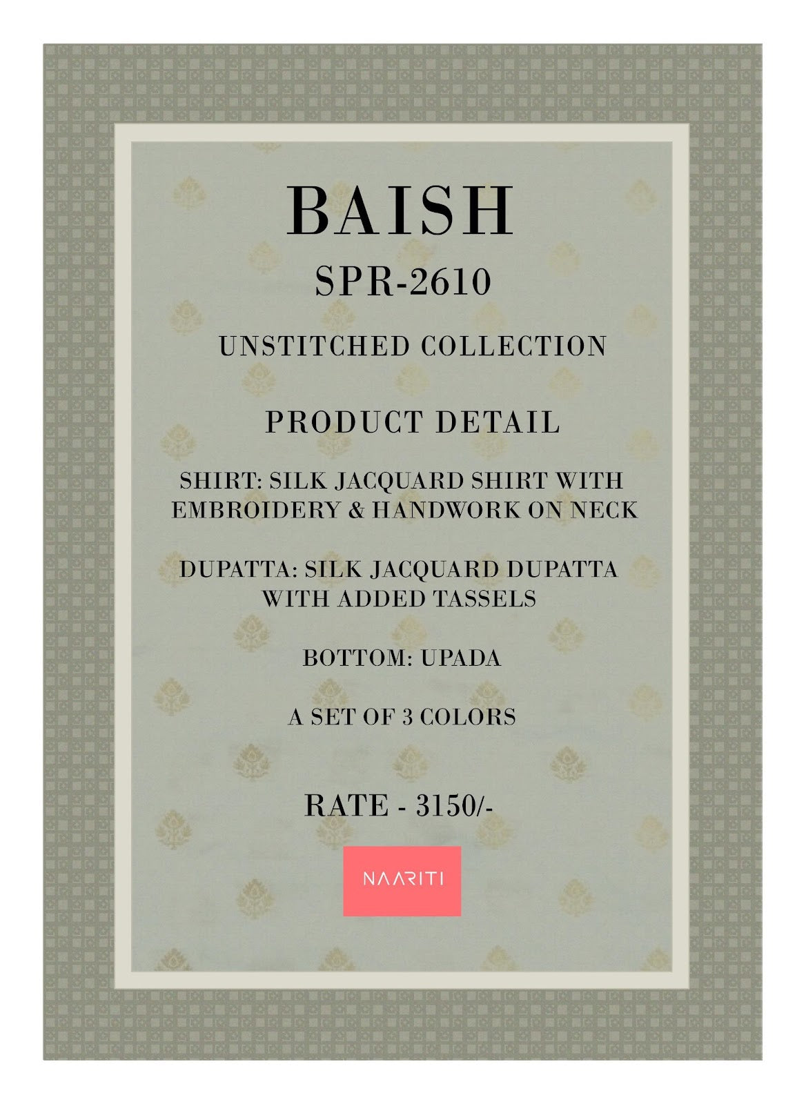 Baish Naariti Silk Jacquard Salwar Suits Wholesale Rate