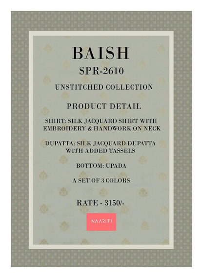 Baish Naariti Silk Jacquard Salwar Suits Wholesale Rate