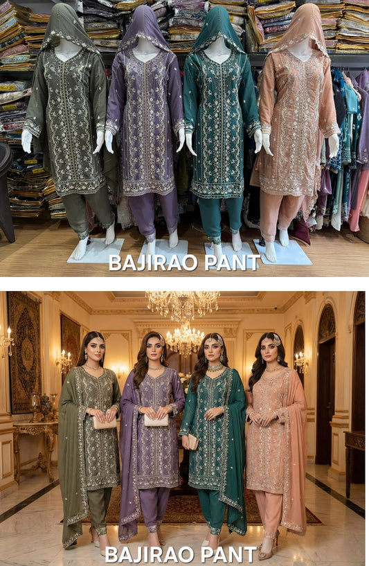 Bajirao Pant Safa Creation Georgette Pakistani Readymade Suits Wholesaler Gujarat