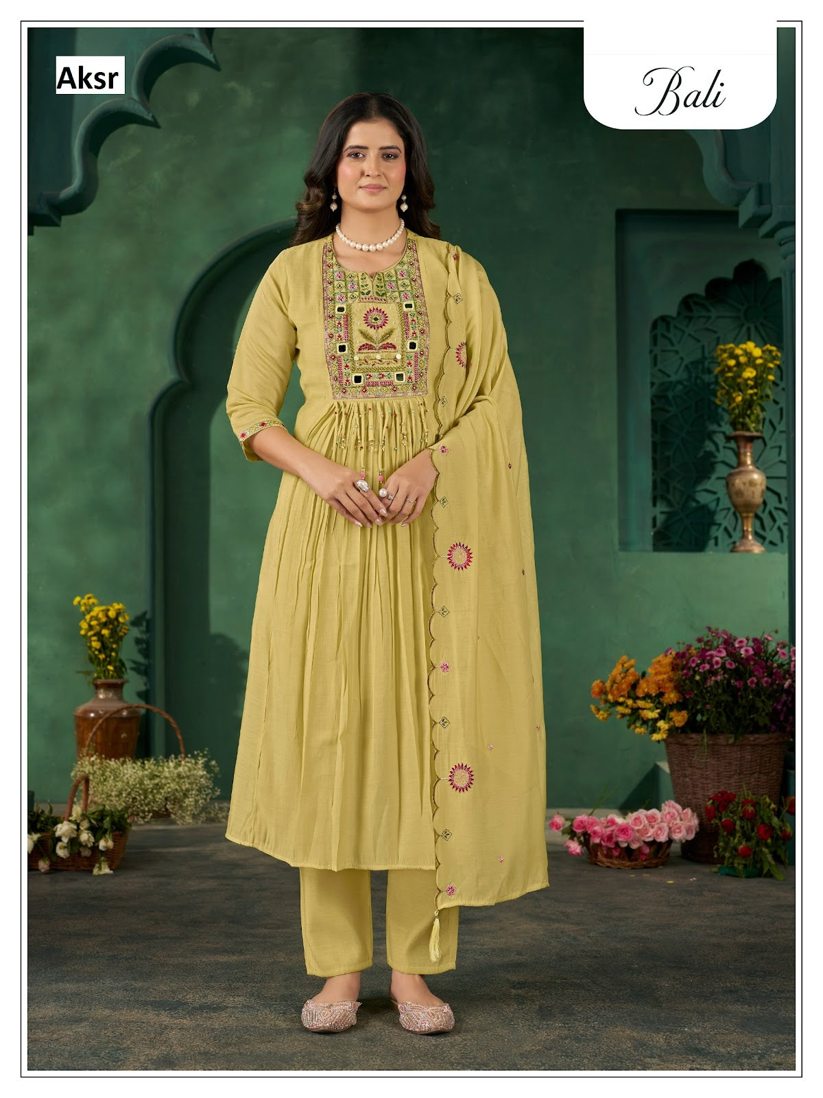 Bali Aksr Chanderi Readymade Pant Style Suits Manufacturer India