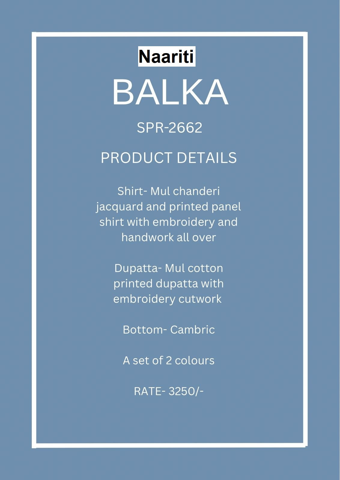Balka 2662 Naariti Mul Chanderi Pant Style Suits Manufacturer