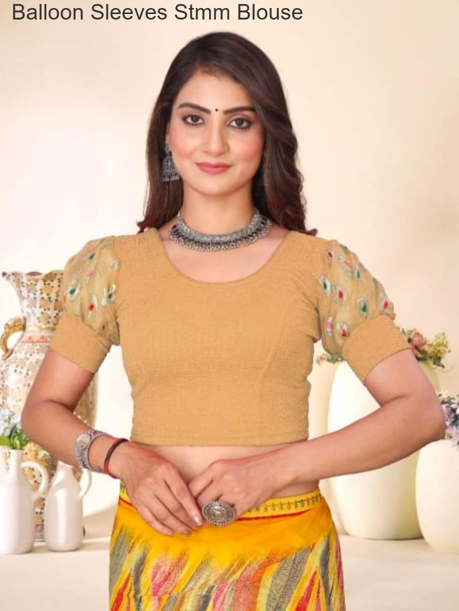 Balloon Sleeves Stmm Crush Blouse Manufacturer India – Kavya Style