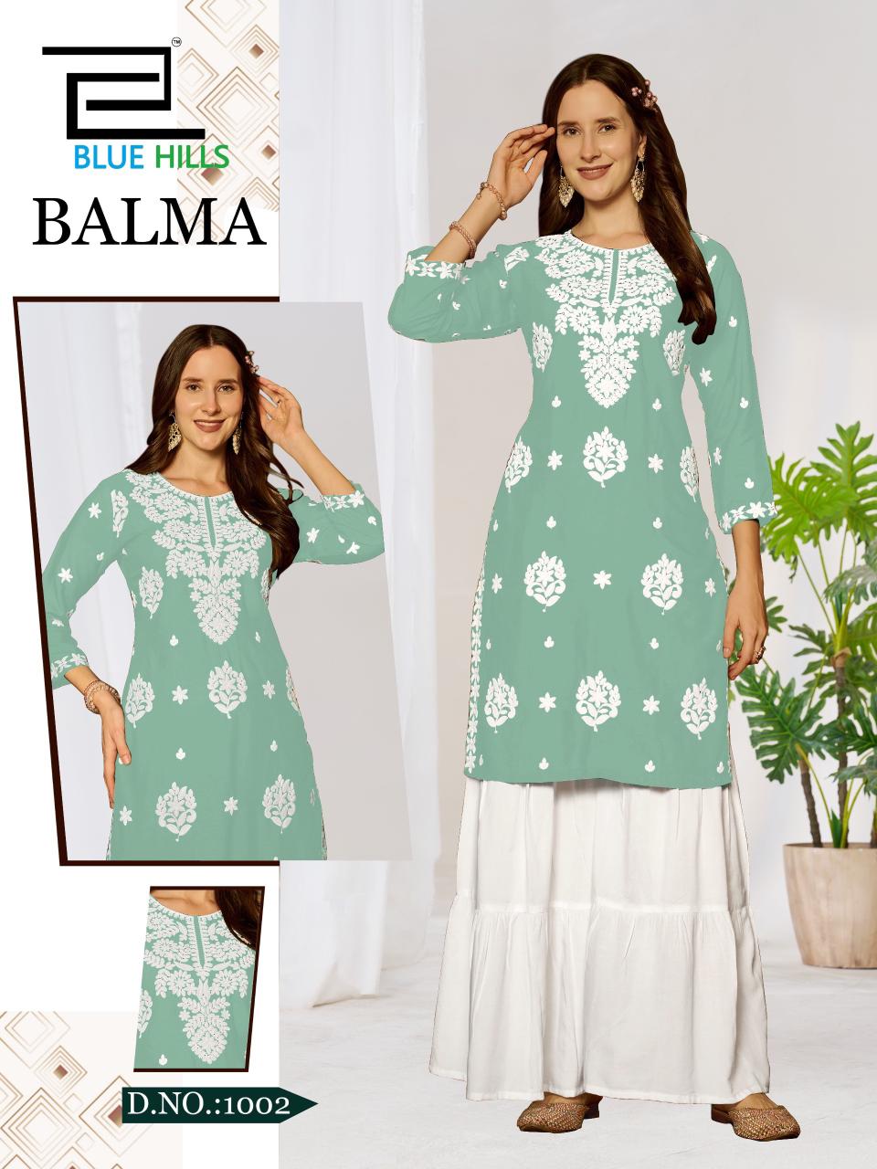 Balma Blue Hills Rayon 14Kg Kurti Sharara Set Exporter Ahmedabad