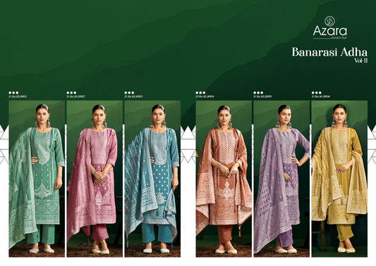 Banarasi Adha Vol 11 Radhika Fashion Azara Cotton Karachi Salwar Suits Supplier India