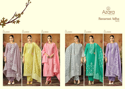 Banarasi Adha Vol 12 Radhika Fashion Azara Cotton Jam Karachi Salwar Suits Manufacturer Ahmedabad