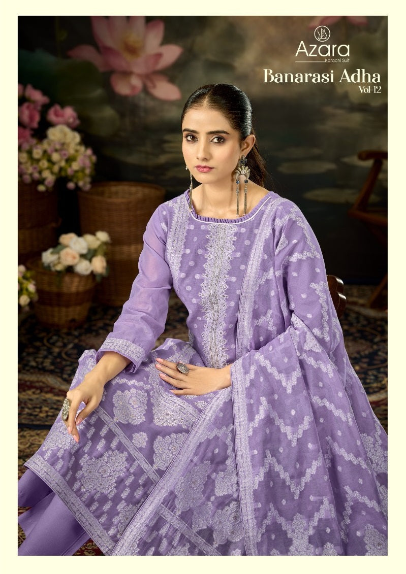 Banarasi Adha Vol 12 Radhika Fashion Azara Cotton Jam Karachi Salwar Suits Manufacturer Ahmedabad