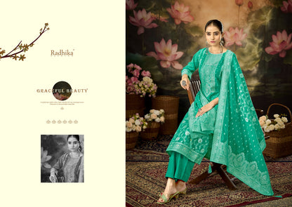 Banarasi Adha Vol 12 Radhika Fashion Azara Cotton Jam Karachi Salwar Suits Manufacturer Ahmedabad