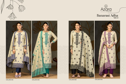Banarasi Adha Vol 13 Radhika Fashion Azara Cotton Jacquard Karachi Salwar Suits Exporter