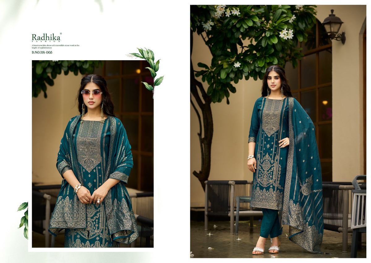 Banarasi Adha Vol 15 Radhika Fashion Azara Cotton Jacquard Karachi Salwar Suits Wholesale Price