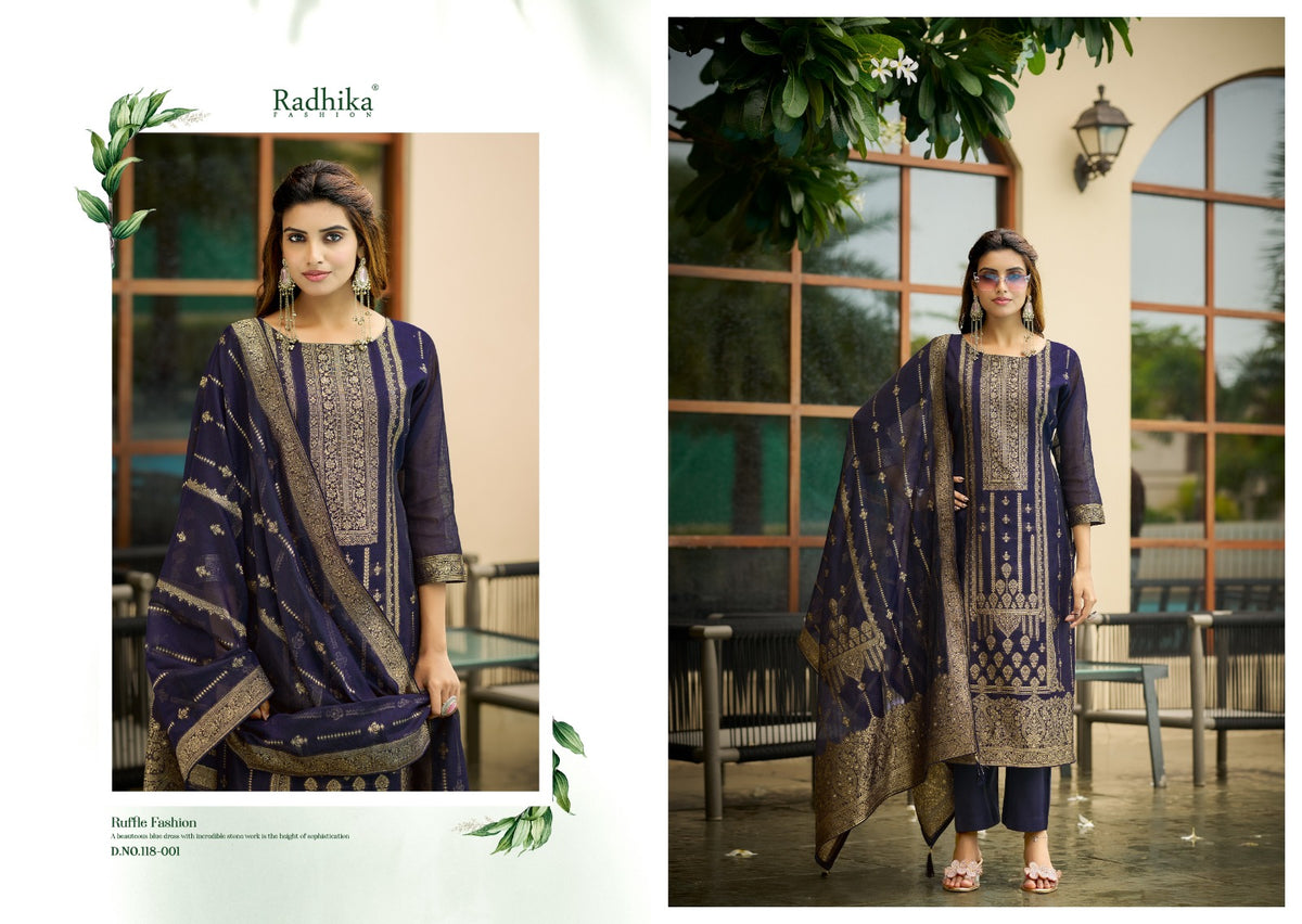 Banarasi Adha Vol 15 Radhika Fashion Azara Cotton Jacquard Karachi Salwar Suits Wholesale Price