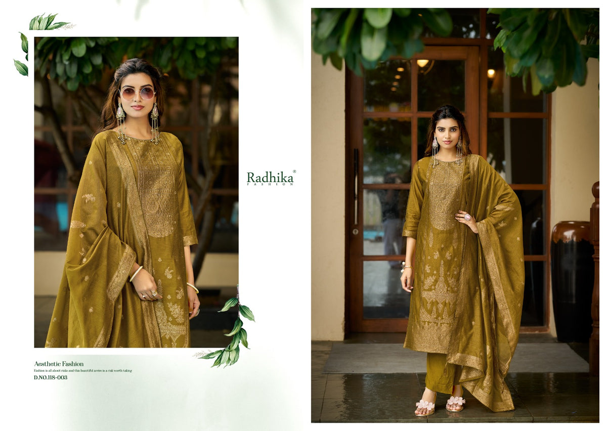 Banarasi Adha Vol 15 Radhika Fashion Azara Cotton Jacquard Karachi Salwar Suits Wholesale Price