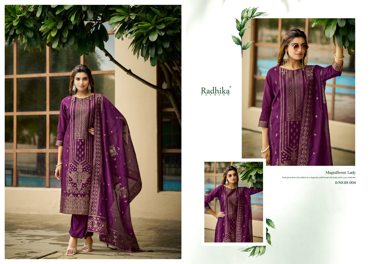 Banarasi Adha Vol 15 Radhika Fashion Azara Cotton Jacquard Karachi Salwar Suits Wholesale Price