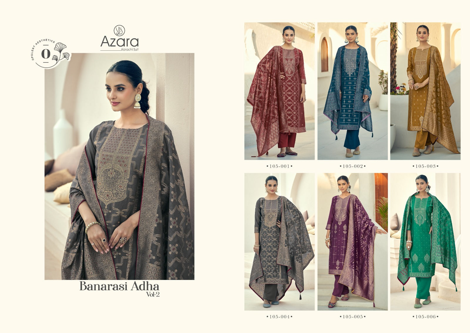 Banarasi Adha Vol 2 Radhika Fashion Azara Cotton Jacquard Pant Style Suits Wholesale Price