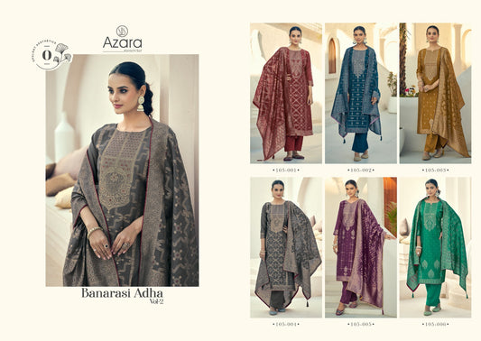 Banarasi Adha Vol 2 Radhika Fashion Azara Cotton Jacquard Pant Style Suits Wholesale Price