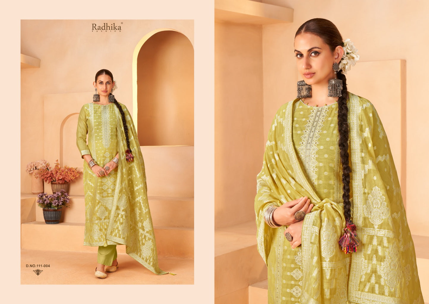 Banarasi Adha Vol 5 Radhika Fashion Azara Cotton Jacquard Karachi Salwar Suits Wholesaler