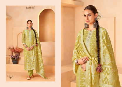 Banarasi Adha Vol 5 Radhika Fashion Azara Cotton Jacquard Karachi Salwar Suits Wholesaler