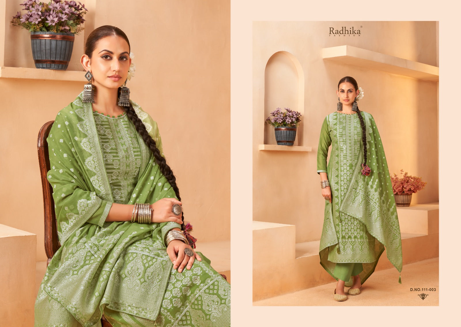 Banarasi Adha Vol 5 Radhika Fashion Azara Cotton Jacquard Karachi Salwar Suits Wholesaler