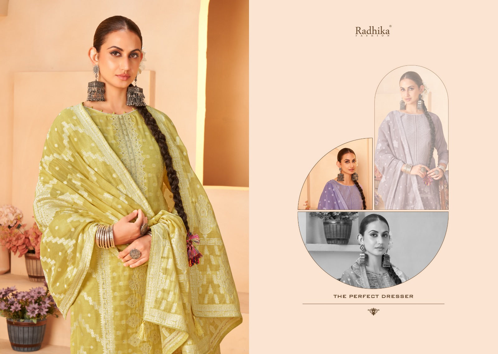 Banarasi Adha Vol 5 Radhika Fashion Azara Cotton Jacquard Karachi Salwar Suits Wholesaler