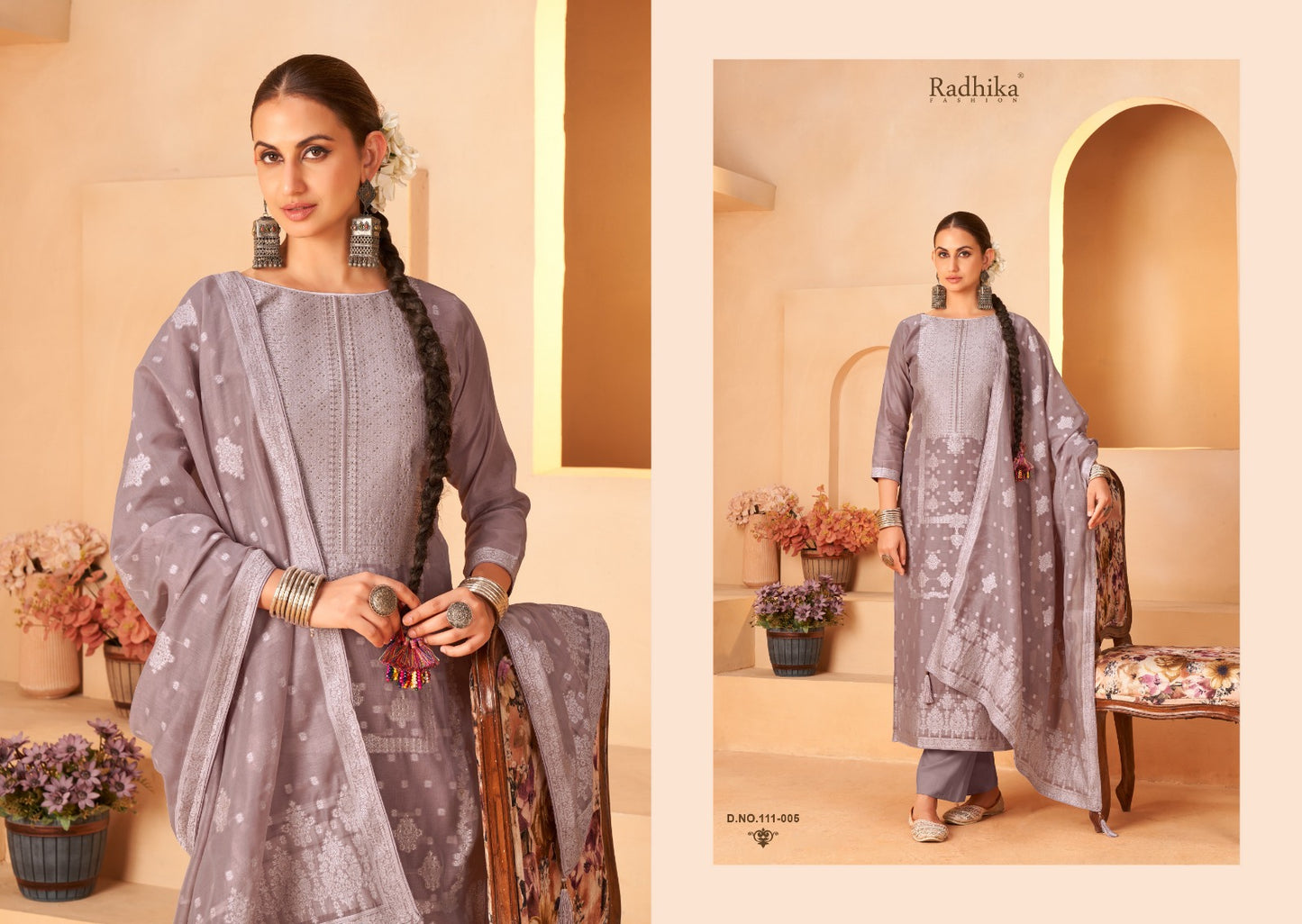 Banarasi Adha Vol 5 Radhika Fashion Azara Cotton Jacquard Karachi Salwar Suits Wholesaler