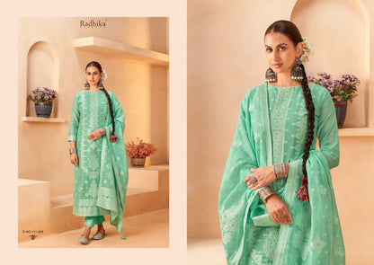 Banarasi Adha Vol 5 Radhika Fashion Azara Cotton Jacquard Karachi Salwar Suits Wholesaler