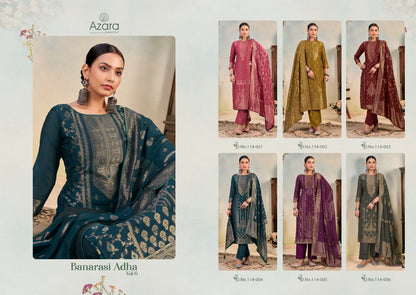 Banarasi Adha Vol 6 Radhika Fashion Azara Cotton Jacquard Karachi Salwar Suits Exporter Gujarat