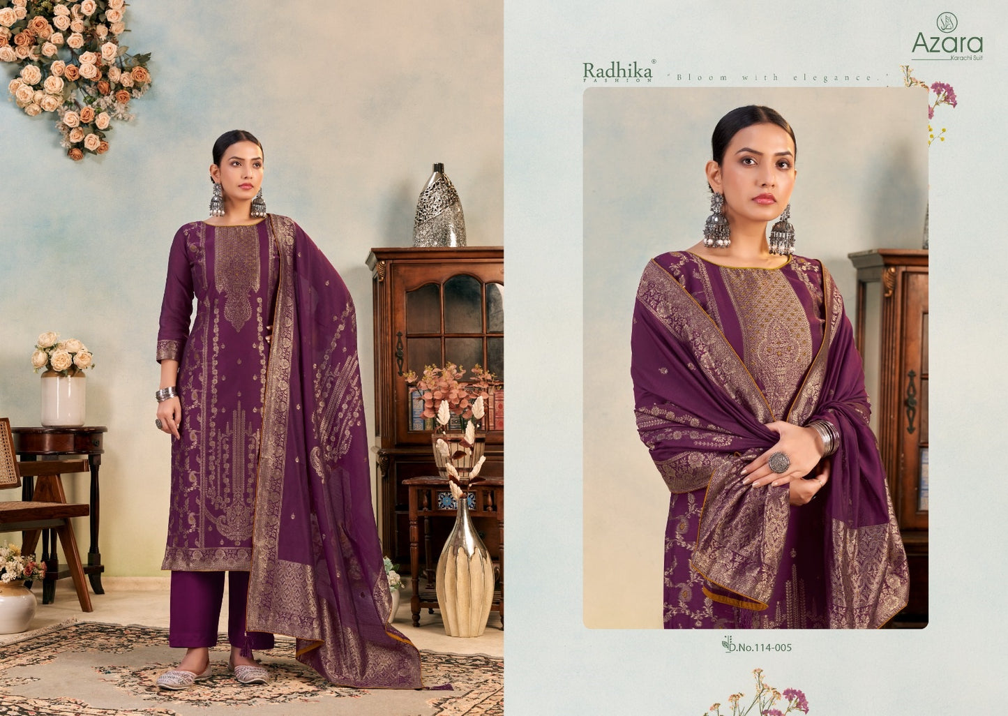 Banarasi Adha Vol 6 Radhika Fashion Azara Cotton Jacquard Karachi Salwar Suits Exporter Gujarat