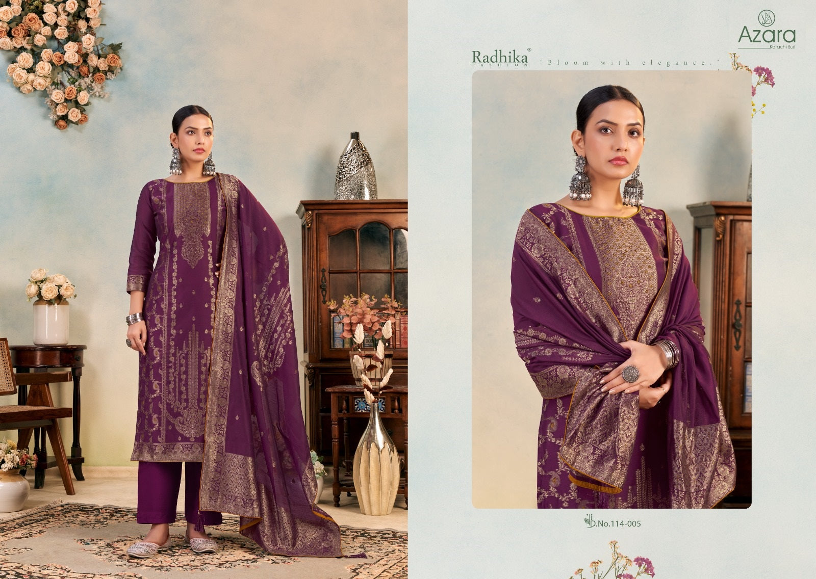 Banarasi Adha Vol 6 Radhika Fashion Azara Cotton Jacquard Karachi Salwar Suits Exporter Gujarat