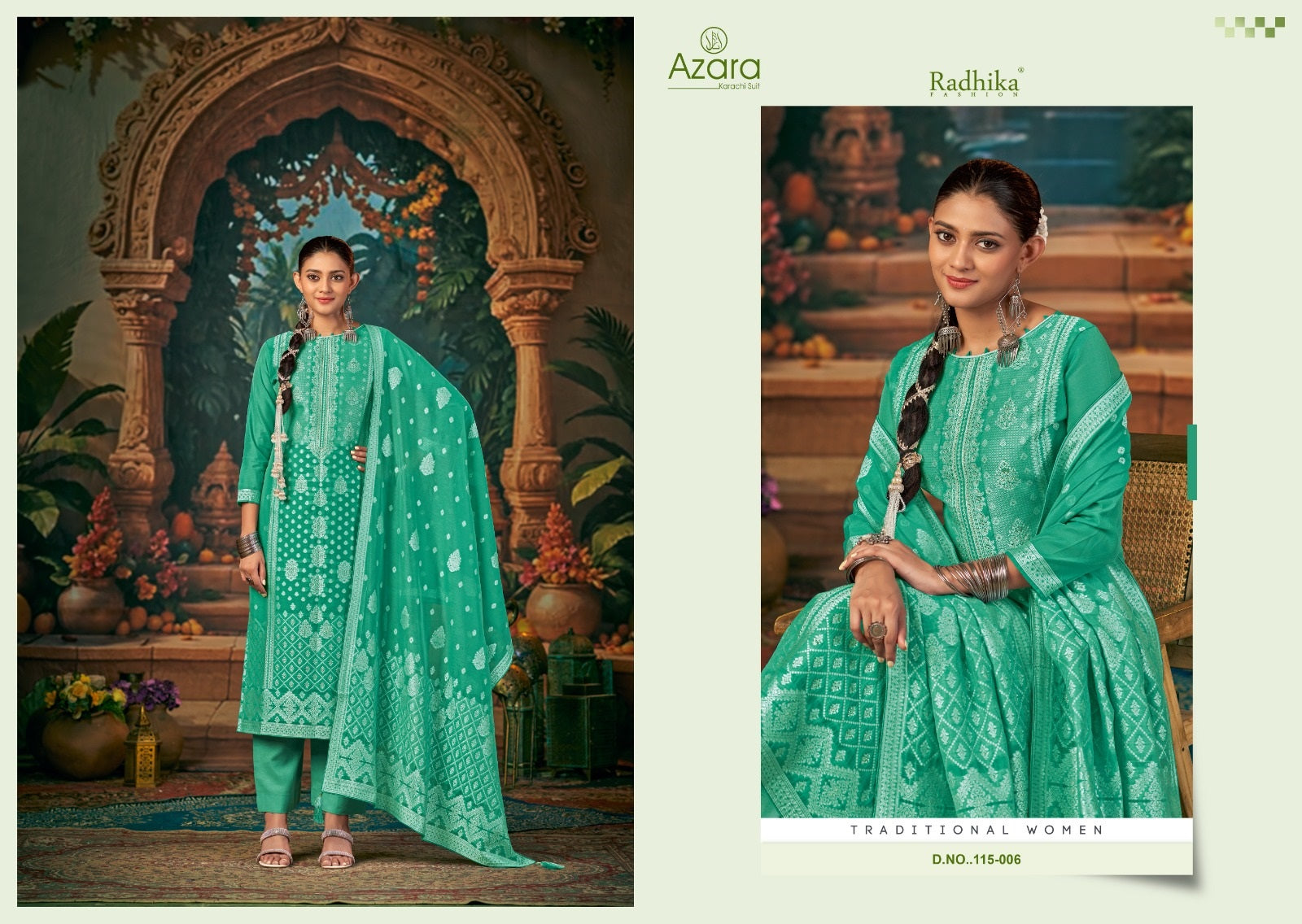 Banarasi Adha Vol 7 Radhika Fashion Azara Cotton Jacquard Karachi Salwar Suits Wholesale Rate
