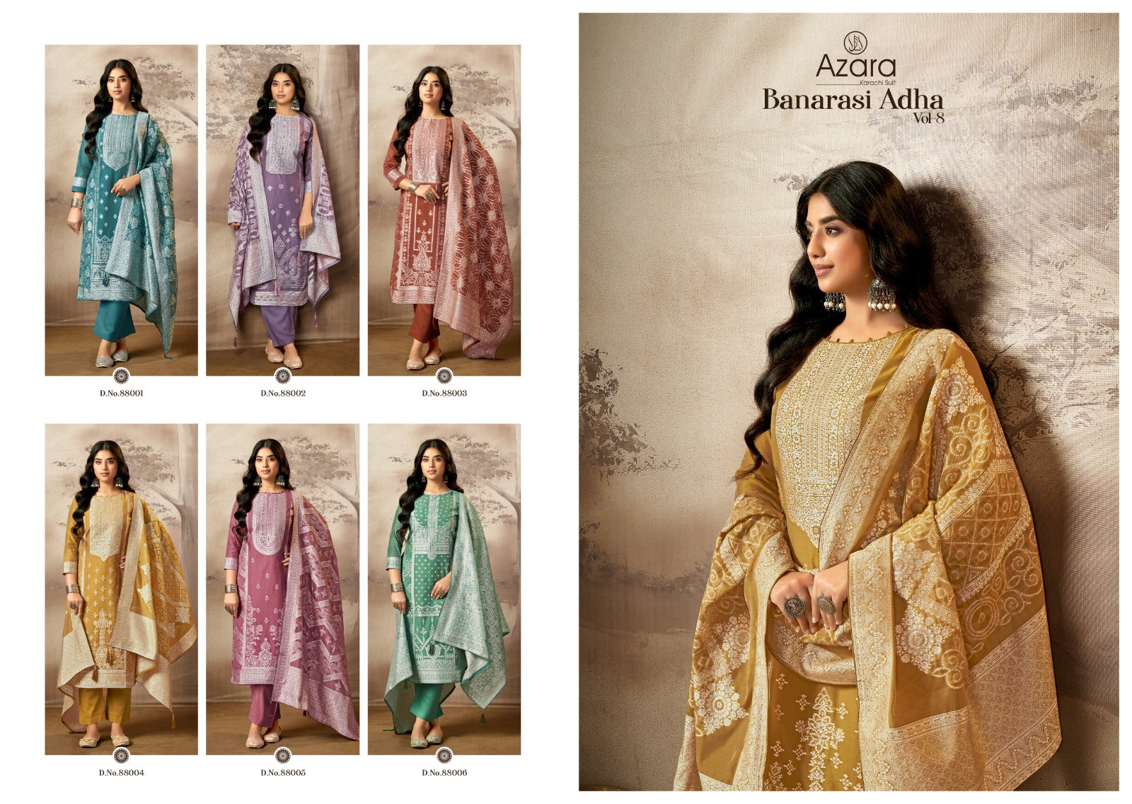Banarasi Adha Vol 8 Radhika Fashion Azara Cotton Jacquard Karachi Salwar Suits Wholesaler Ahmedabad