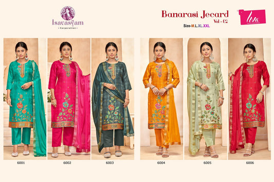Banarasi Jecard Vol 2 Isavasyam Dola Silk Readymade Pant Style Suits Manufacturer Gujarat