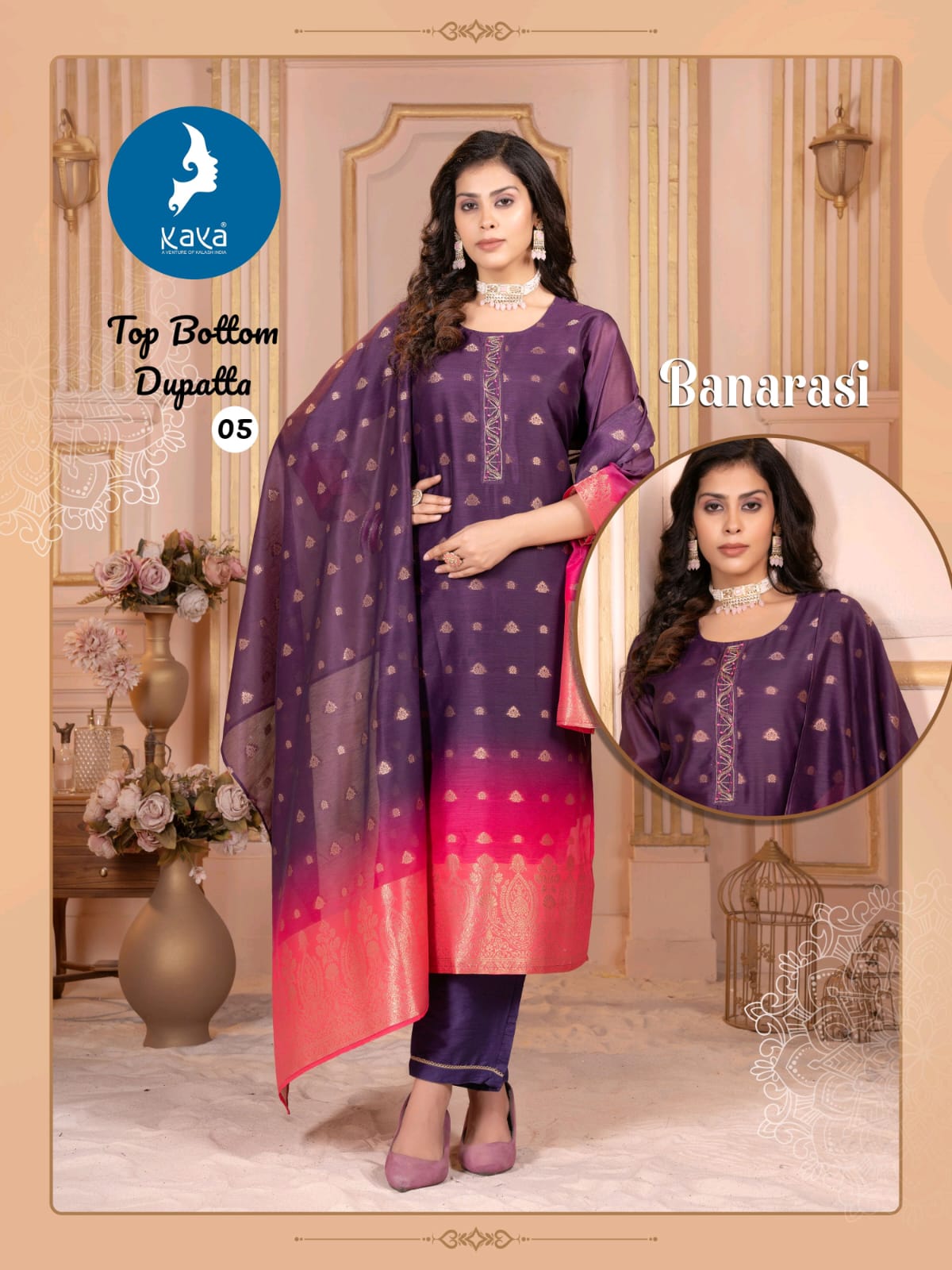 Banarasi Kaya Chanderi Readymade Pant Style Suits Manufacturer Ahmedabad
