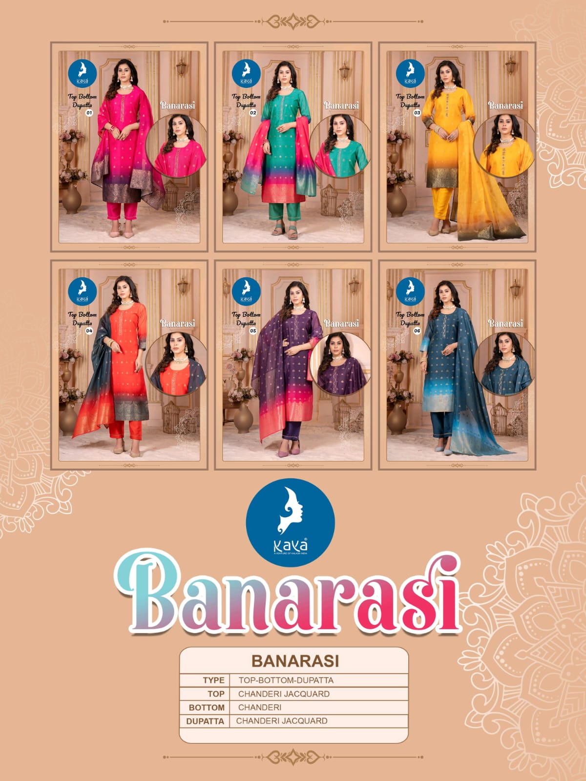 Banarasi Kaya Chanderi Readymade Pant Style Suits Manufacturer Ahmedabad