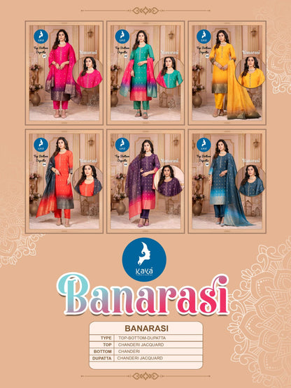 Banarasi Kaya Chanderi Readymade Pant Style Suits Manufacturer Ahmedabad