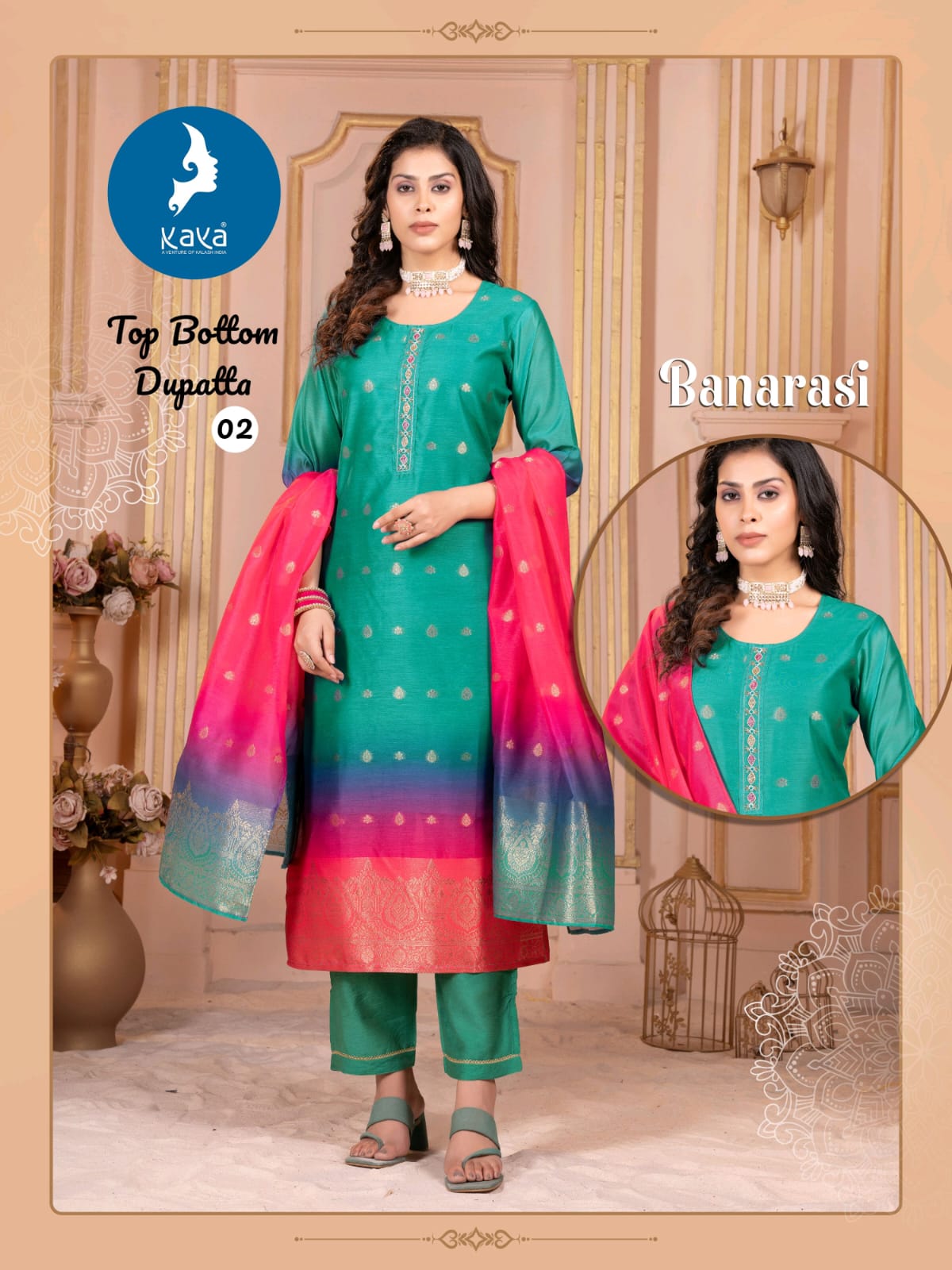 Banarasi Kaya Chanderi Readymade Pant Style Suits Manufacturer Ahmedabad