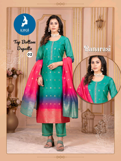 Banarasi Kaya Chanderi Readymade Pant Style Suits Manufacturer Ahmedabad