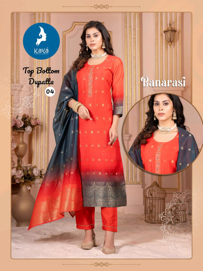 Banarasi Kaya Chanderi Readymade Pant Style Suits Manufacturer Ahmedabad