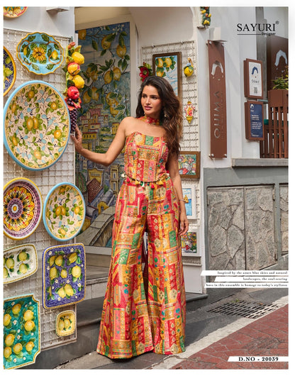 Banarsi Sayuri Viscose Jacquard Indo Western Pair Supplier Ahmedabad