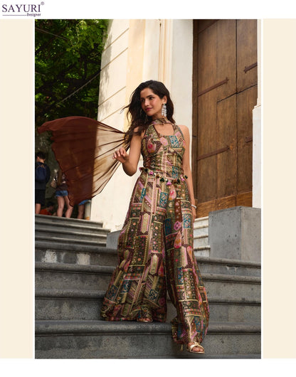 Banarsi Sayuri Viscose Jacquard Indo Western Pair Supplier Ahmedabad