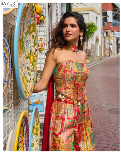 Banarsi Sayuri Viscose Jacquard Indo Western Pair Supplier Ahmedabad