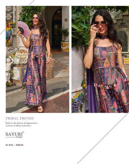 Banarsi Sayuri Viscose Jacquard Indo Western Pair Supplier Ahmedabad