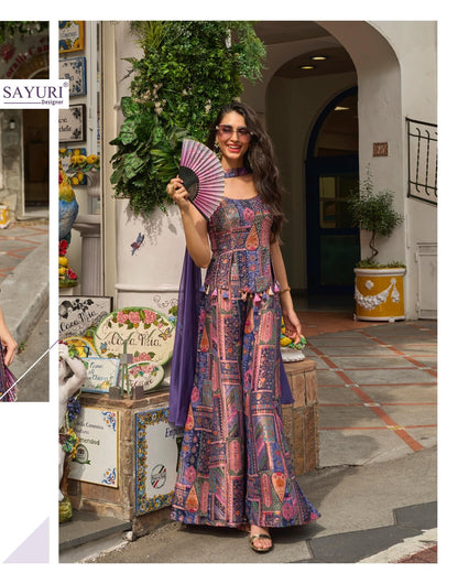 Banarsi Sayuri Viscose Jacquard Indo Western Pair Supplier Ahmedabad