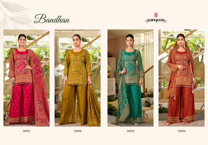 Bandhan Rangoon Pure Muslin Readymade Plazzo Style Suits Manufacturer Ahmedabad