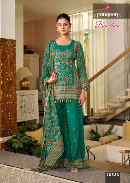 Bandhan Rangoon Pure Muslin Readymade Plazzo Style Suits Manufacturer Ahmedabad