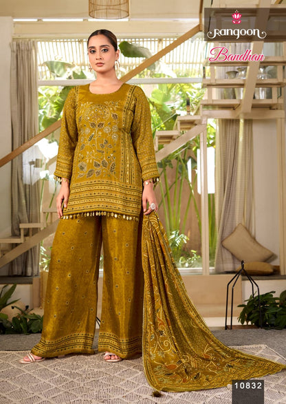 Bandhan Rangoon Pure Muslin Readymade Plazzo Style Suits Manufacturer Ahmedabad