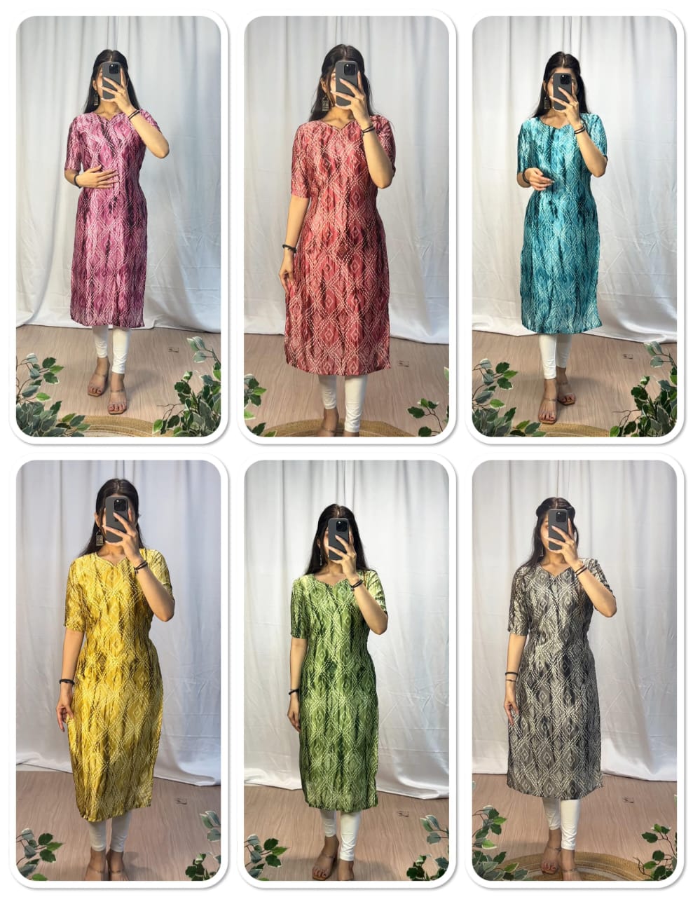 Bandhani1308 Aadhya Designer Chinnon Straight Cut Kurtis Exporter Ahmedabad