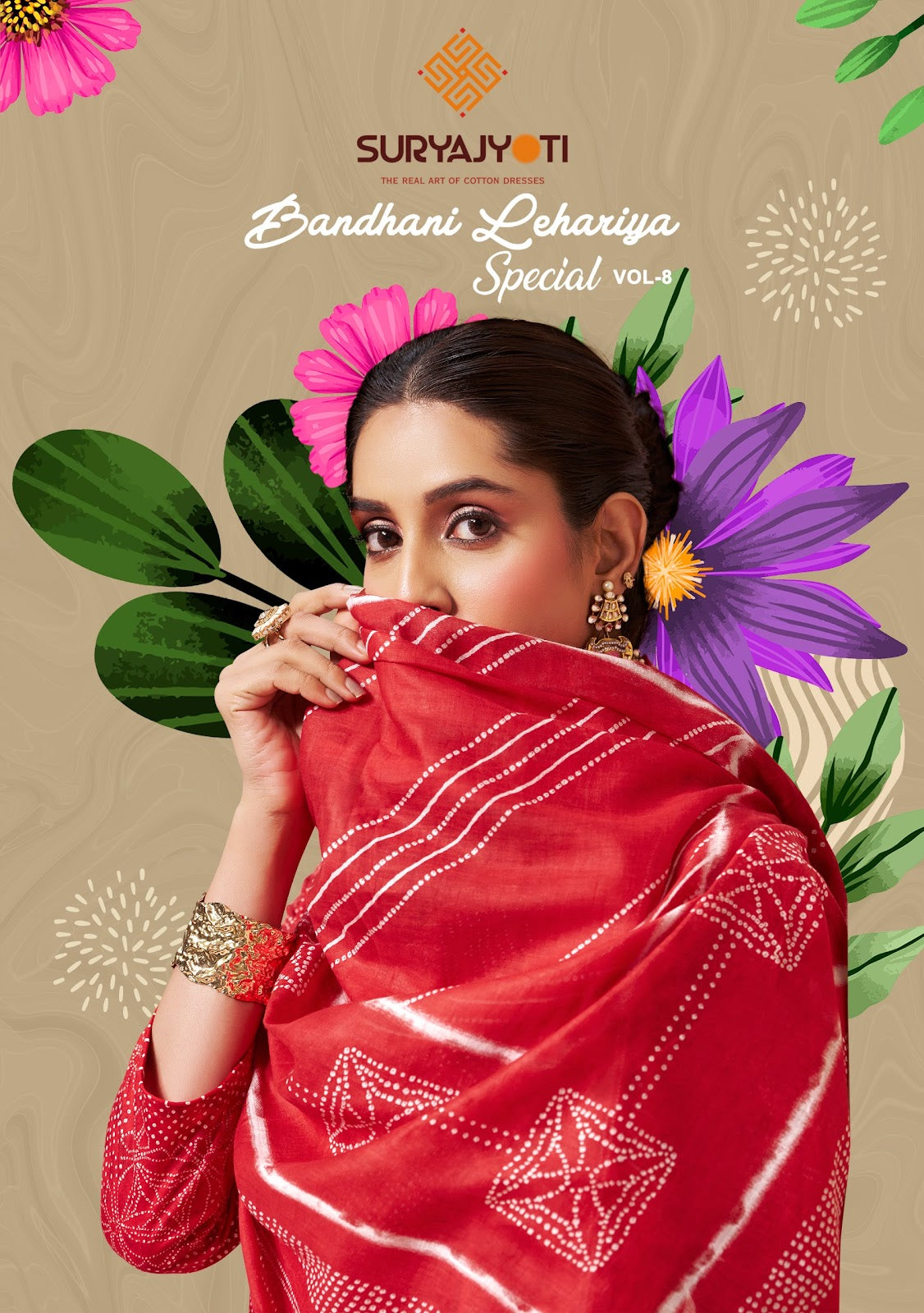 Bandhani Lehariya Special Vol 8 Suryajyoti Cotton Dress Material Wholesaler
