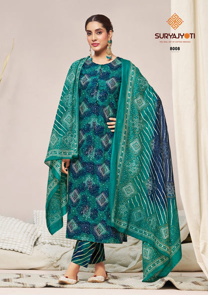 Bandhani Lehariya Special Vol 8 Suryajyoti Cotton Dress Material Wholesaler