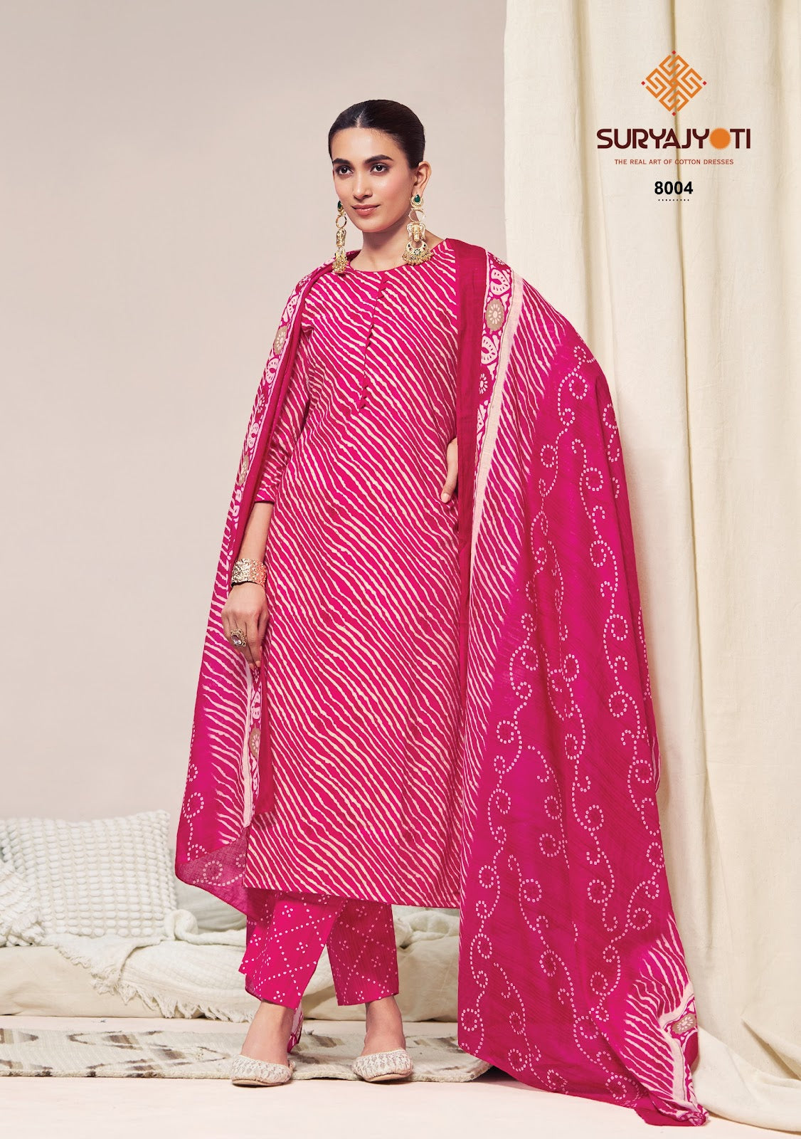 Bandhani Lehariya Special Vol 8 Suryajyoti Readymade Cotton Pant Suits Wholesale Rate
