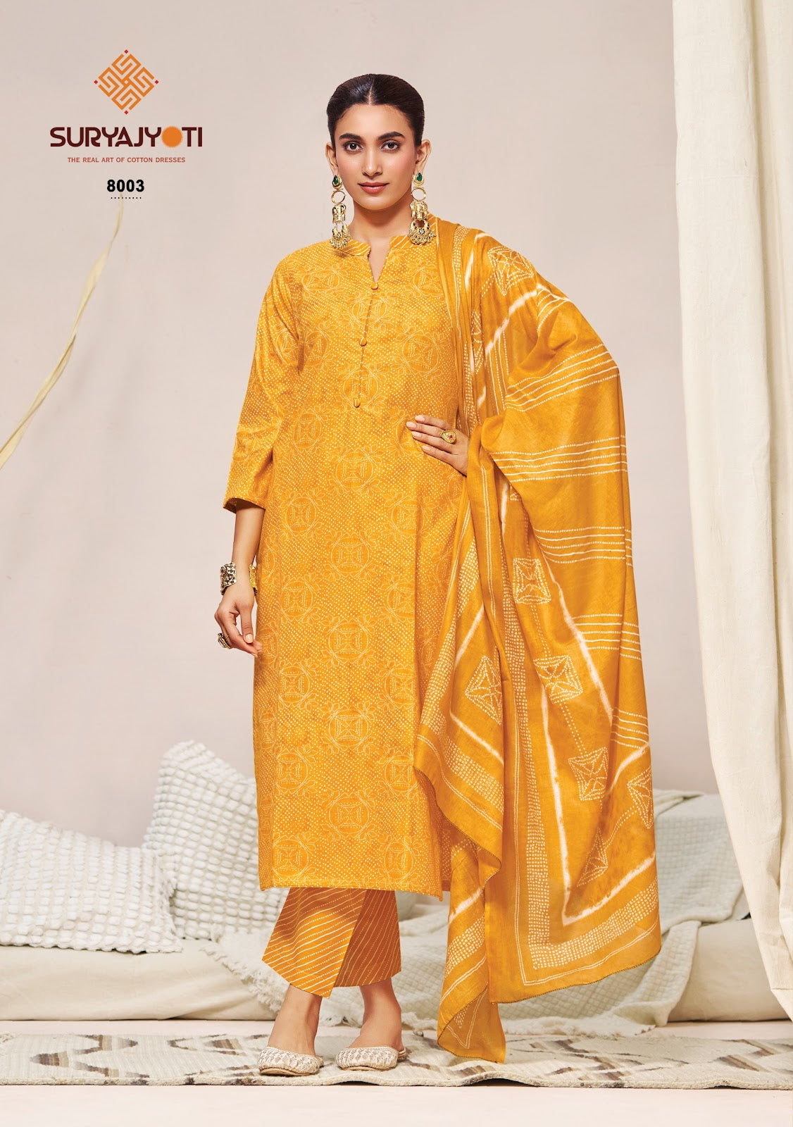 Bandhani Lehariya Special Vol 8 Suryajyoti Readymade Cotton Pant Suits Wholesale Rate